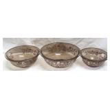 3 Pyrex Mixing Bowls - 10 & 9 & 8.5