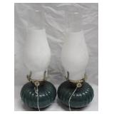 Pair of Oil Lamps - 14" tall