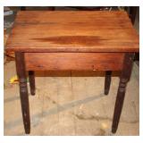 Turned leg wooden table, 25 x 26 x 18