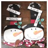 Pair of Metal Snowman Signs - 28 x 12 each