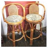 Pair of Wood Bar Chairs - 37 x 20 x 18