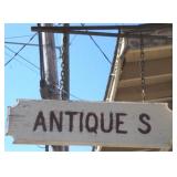 Wooden hanging Antiques sign
