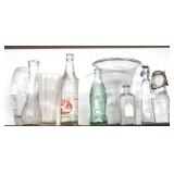 Shelf Lot of Assorted Glass Items/Bottles
