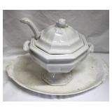 Tureen with platter & ladle