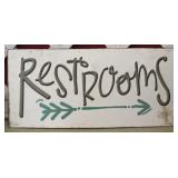 Restrooms sign, 8 x 18