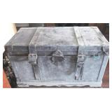 Flat top trunk w/ contents, 15 x 27