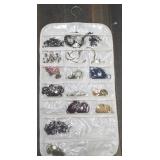 Lot of Costume Jewelry w/ holder - 2-sided