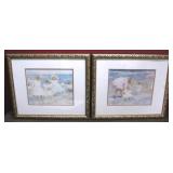 Pair of Framed Prints - 16 x 14 ea