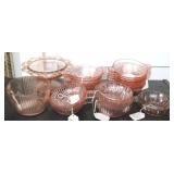 Lot of Assorted Pink Glass Items