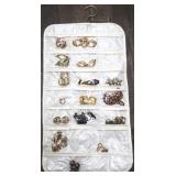 Lot of Costume Jewelry w/ holder - 2-sided