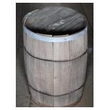 Vintage wooden barrel, damage on side