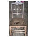 Cane seat walnut chair, hole in seat