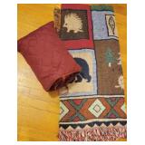 1 Throw and 1 quilted blanket in zippered bag