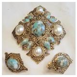 Brooch w/ matching clip on earrings
