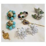 Lot of Assorted Clip On Earrings & more
