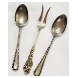 2 Sterling Demitasse Spoons & 1 Cocktail Fork