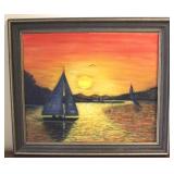 Mid Century Oil on Canvas Framed - 24 x 28