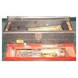Metal Toolbox w/ contents - 19 x 8 x 8