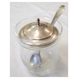 Wallace Sterling Lidded Glass Preserve Pot & Spoon