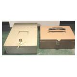 2 Metal Cash Boxes 1 w/ keys