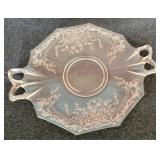 Fostoria Pink Romance Handled Platter