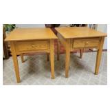 Pair of One-Drawer End Tables 33.5 x 22 x 30