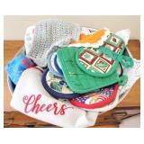 Large Stainless Steel Bowl w/ hot pads & more