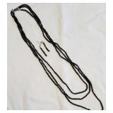 3 - Strand Beaded Necklace w/ matching Earrings