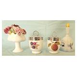 Royal Worcester egg coddlers, bell, china flowers
