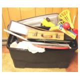 Plastic Tote Full of Assorted Items