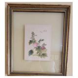 Glass enclosed Oriental silk on paper