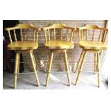 Three Wood Swivel Bar Chairs - 20 x 23 x 40