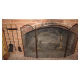 Fire Place Set - Screen, Andirons & Tools