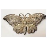 German Sterling Butterfly Brooch - 2" Wide