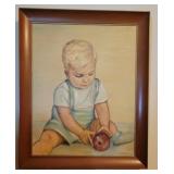 Artist Signed Oil on Canvas - Baby