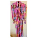 Vintage Diane Freis colorful dress with sash