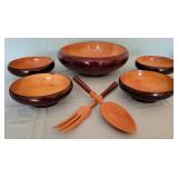 Mid-Century Teak Salad Bowl Set, 9.5" round