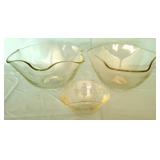 3 Mid century crystal chip & dip bowls