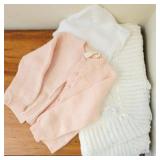 Baby sweater, bonnet and blanket