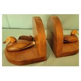 Pair of wooden duck bookends