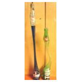 2 Vintage Stretched Glass Soda Bottles