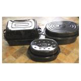 3 Enamelware Roaster Pans w/ lids