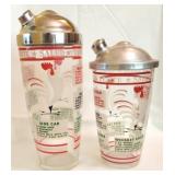 2 Vintage glass cocktail shakers