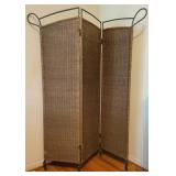 Tri-Fold Wicker & Iron Screen