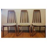 3 Mid Century Slat Back Chairs - one is AS IS