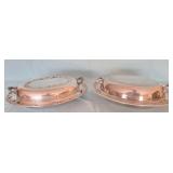 2 Silver plate covered dishes