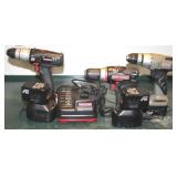 3pc Craftsman Drill lot w/ 2 battery chargers