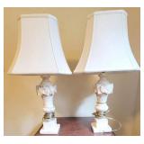 Pair of Matching Marble Lamps, rewired, no chips