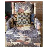 Vintage upholstered chair w/ 3 pillows