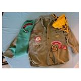 Boy Scout shirt, patches, girl scout sash